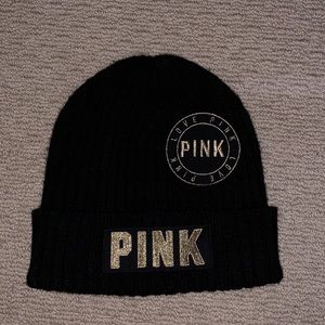 VS pink black and gold beanie